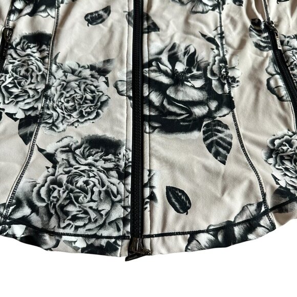 Bylyse Zip-Down Stretch Jacket Sweater Athleisure Nylon Floral Print Size Medium - Picture 3 of 12
